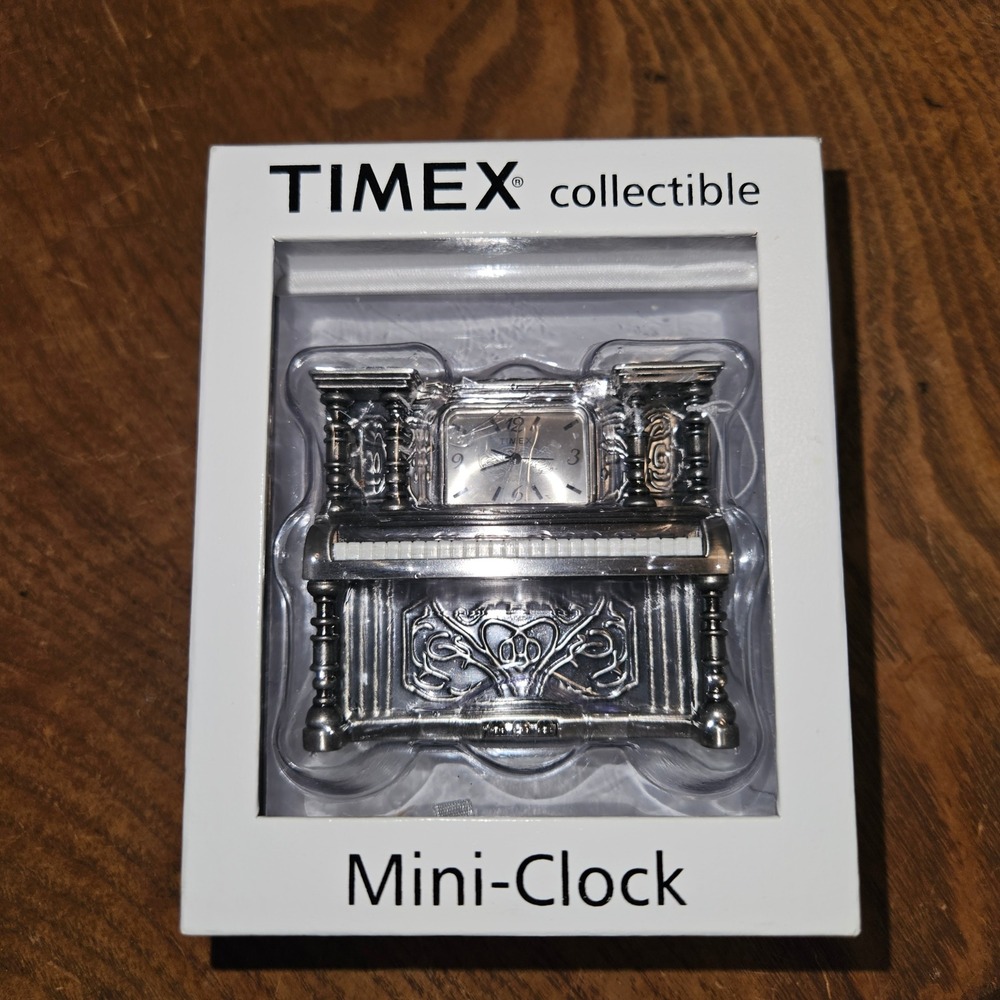 Timex Mini Clock Collectible Piano Silver Tone TMX119 Japan Movement New